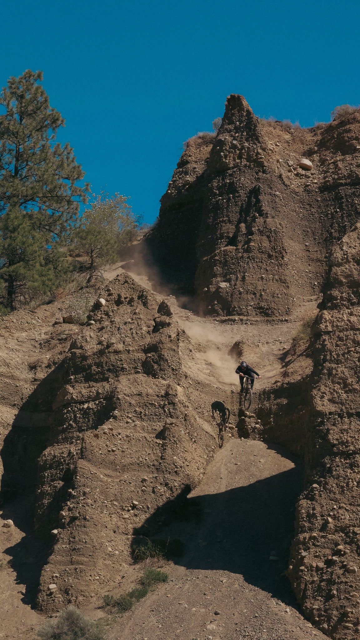 Mountain biker on a rocky dirt trail in Colorado